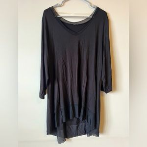 Black Cable and Gauge Flowy Blouse